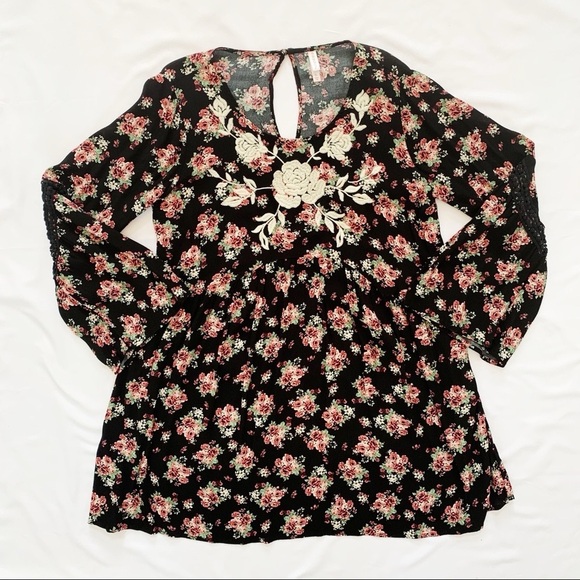 Xhilaration Black and Pink Floral Kids Dress - Picture 3 of 6